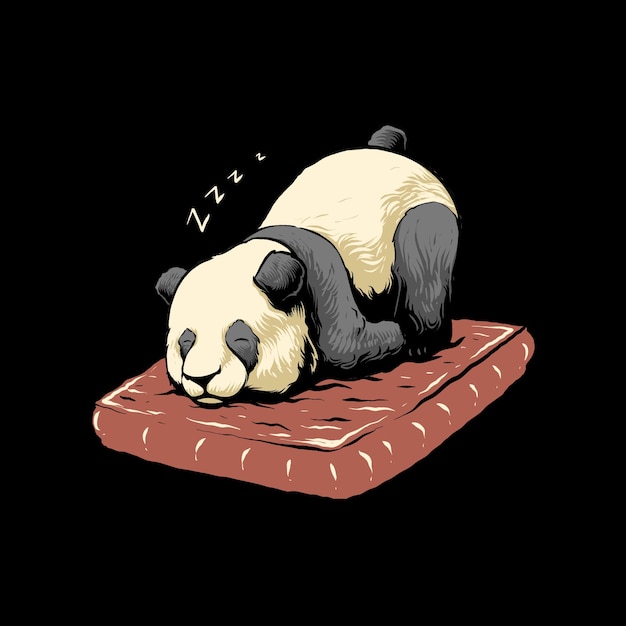 Ilustración del diseño de panda de tiempo soñoliento