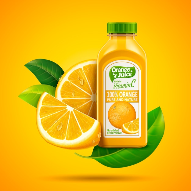 Ilustración de diseño de paquete de jugo de naranja