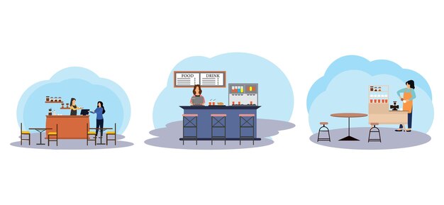 Ilustración de diseño de paquete plano de café