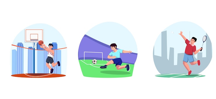 Vector ilustración de diseño de paquete plano deportivo