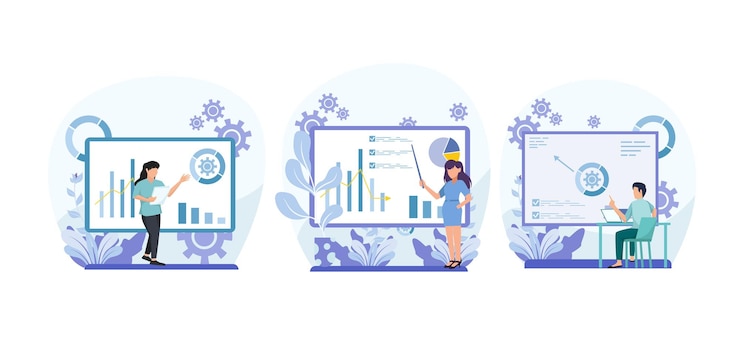 Vector ilustración de diseño de paquete plano de negocios