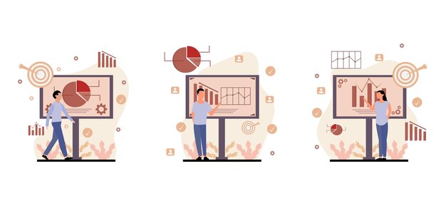 Ilustración de diseño de paquete plano de negocios