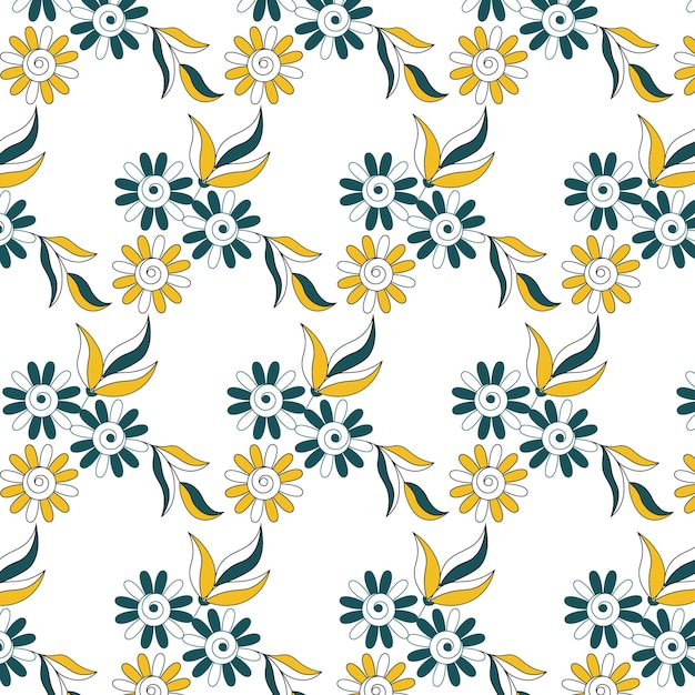 Ilustración de diseño de patrón de flor orgánica de patrones sin fisuras florales