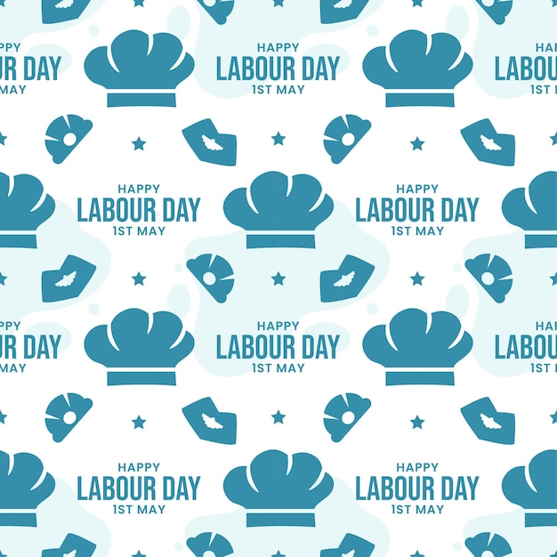 Ilustración de diseño de patrones sin fisuras de feliz día del trabajo con plantilla de elemento dibujada a mano