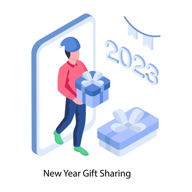 Ilustración de diseño perfecto de compartir regalos de año nuevo