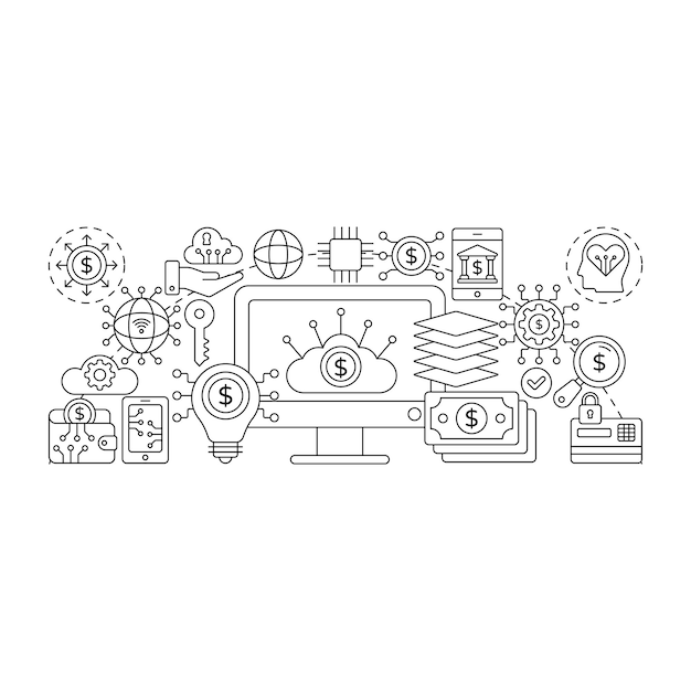 Ilustración de diseño perfecto de ganancias en la nube
