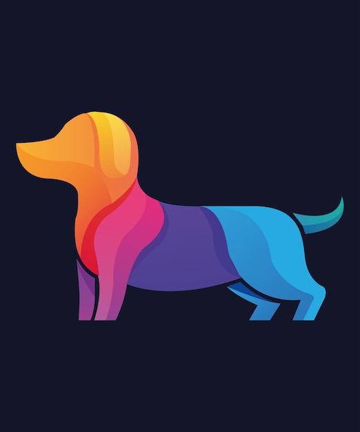 Ilustración de diseño de perro colorido