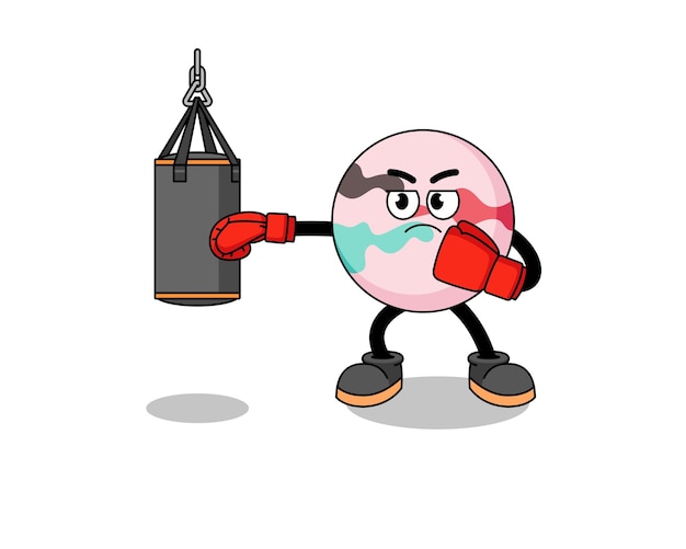 Ilustración del diseño del personaje del boxeador de la bomba de baño