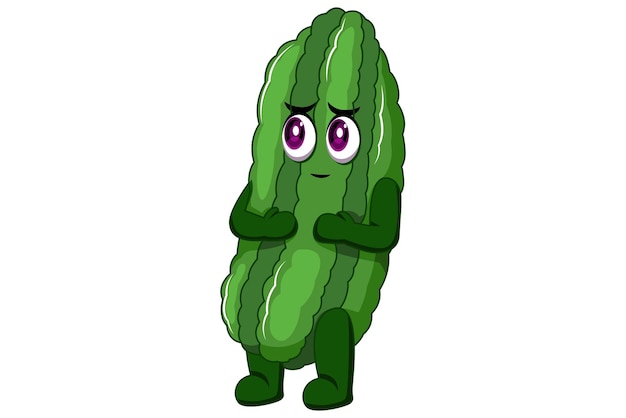 Ilustración de diseño de personaje de calabaza amarga linda