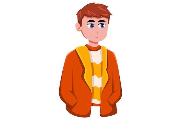 Ilustración del diseño del personaje del joven