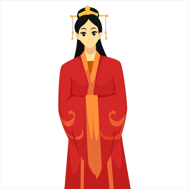 Ilustración de diseño de personajes de boda de novia china