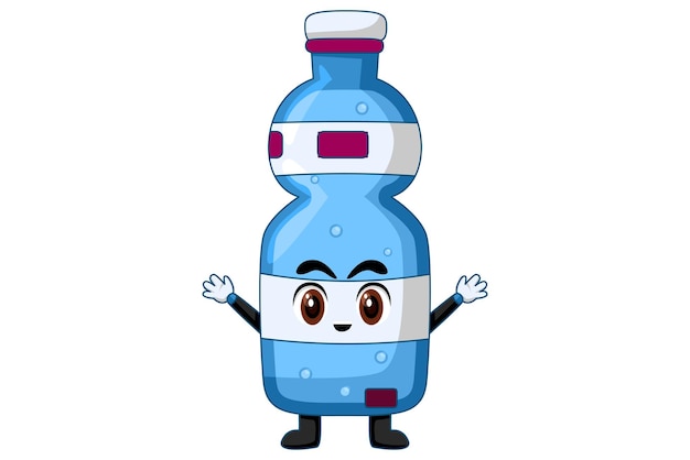 Vector ilustración de diseño de personajes de botella linda
