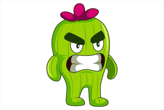 Ilustración de diseño de personajes de cactus lindo