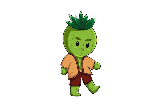 Ilustración de diseño de personajes de cactus lindo