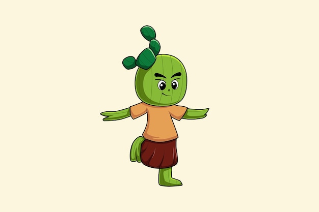 Ilustración de diseño de personajes de cactus lindo