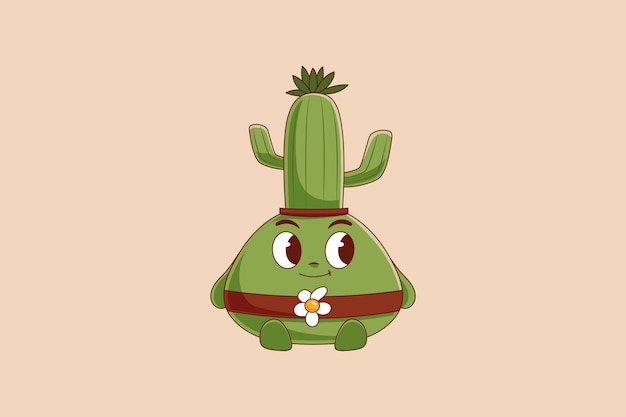 Ilustración de diseño de personajes de cactus lindo