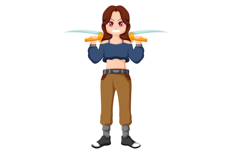 Vector ilustración de diseño de personajes de chica luchadora