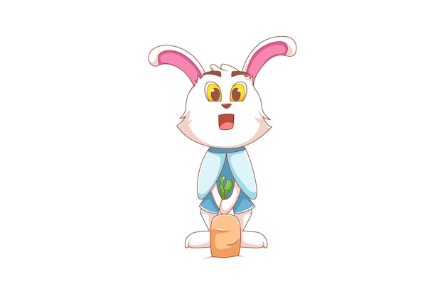 Ilustración de diseño de personajes de conejos lindos