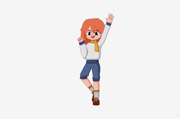 Ilustración del diseño de personajes de Cute Girl