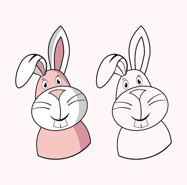 Ilustración del diseño de personajes de dibujos animados de conejos divertidos