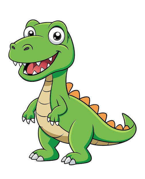 Ilustración de diseño de personajes de dibujos animados de dinosaurios sonrientes