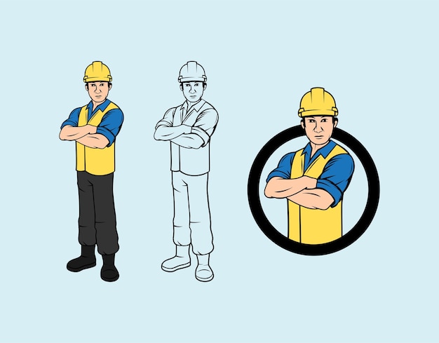 Ilustración de diseño de personajes de empleados de construcción