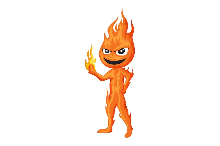 Vector ilustración de diseño de personajes de fuego lindo