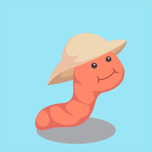 Ilustración de diseño de personajes de gusano lindo