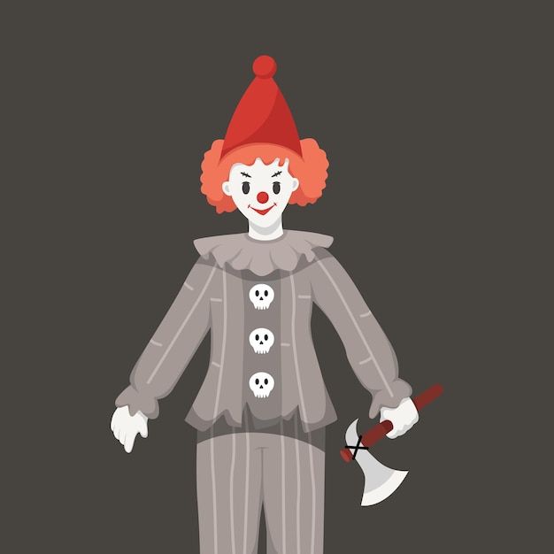 Ilustración de diseño de personajes de halloween de payaso