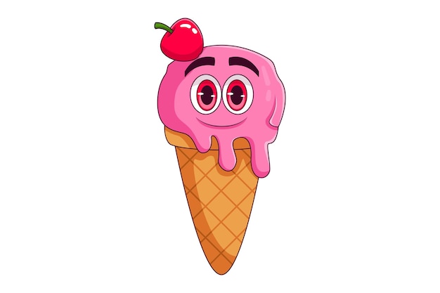 Ilustración de diseño de personajes de helado lindo