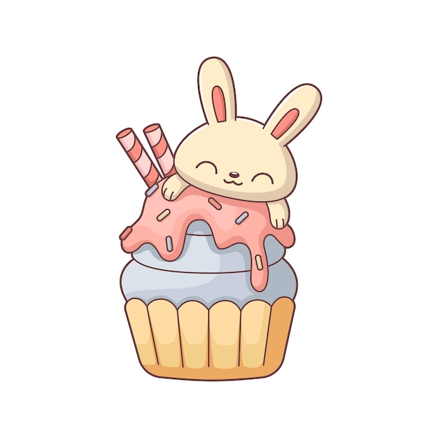 Ilustración de diseño de personajes de helado lindo