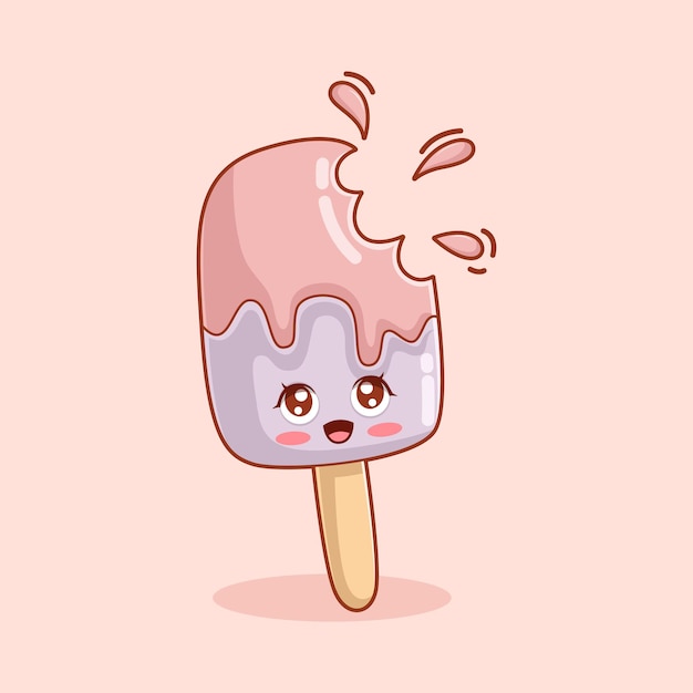 Ilustración de diseño de personajes de helado lindo
