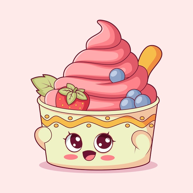 Vector ilustración de diseño de personajes de helado lindo