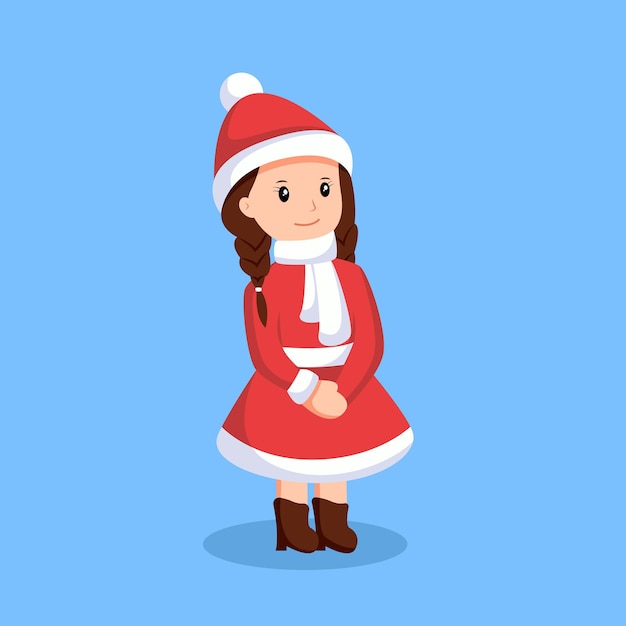 Ilustración de diseño de personajes de niña linda de Navidad