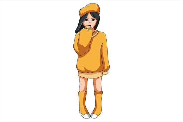 Ilustración de diseño de personajes de niña linda