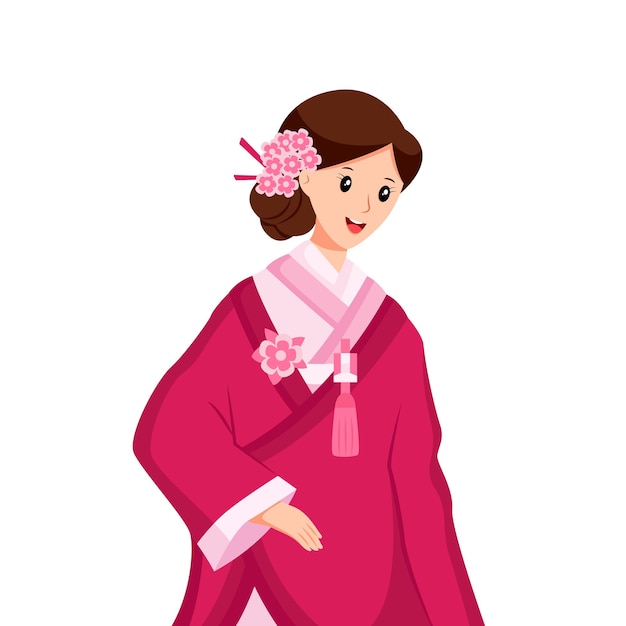 Vector ilustración de diseño de personajes de novia de japón