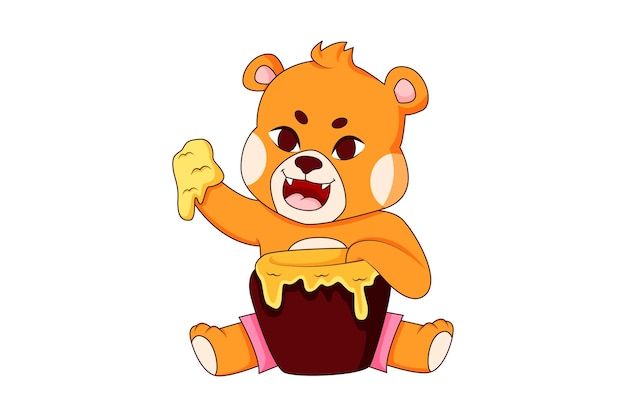 Vector ilustración de diseño de personajes de oso lindo