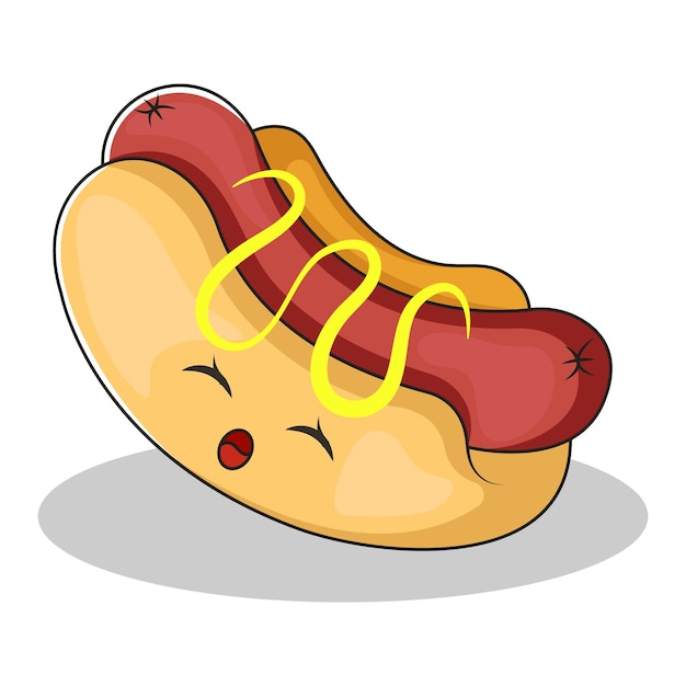 Ilustración de diseño de personajes de perritos calientes