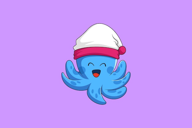 Ilustración de diseño de personajes de pulpo de Navidad