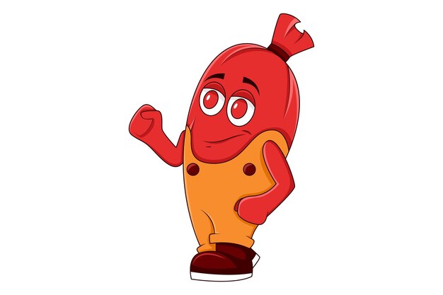 Ilustración de diseño de personajes de salchicha linda