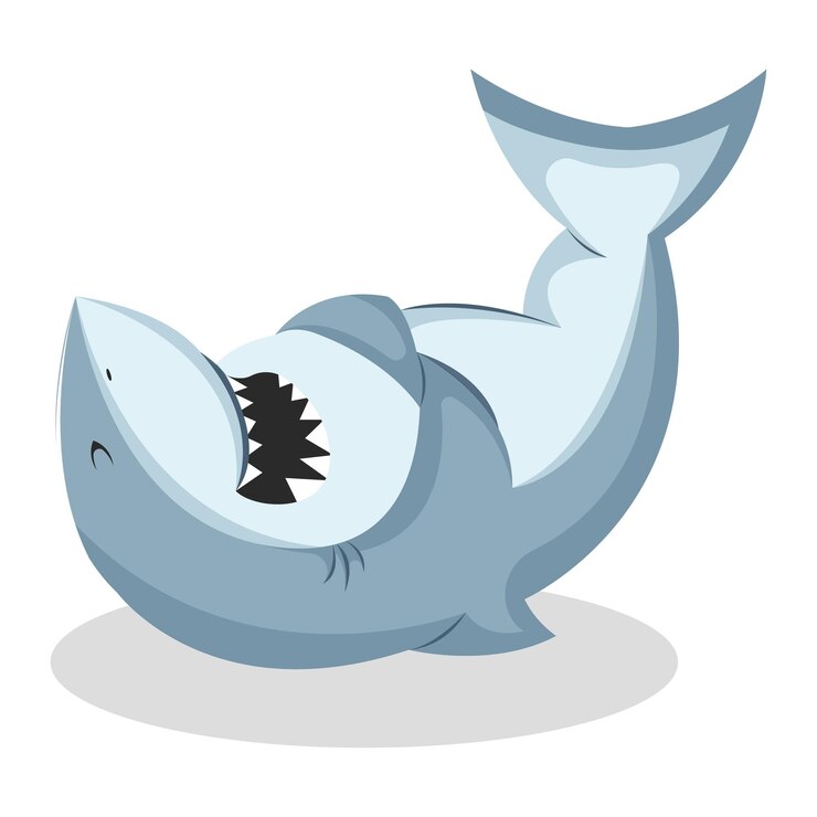 Vector ilustración de diseño de personajes de tiburones lindos