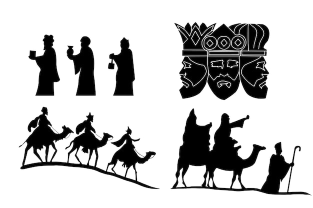 Ilustración del diseño del pesebre de los tres reyes sabios