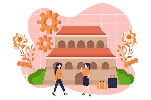 Ilustración del diseño del piso de destino de viaje
