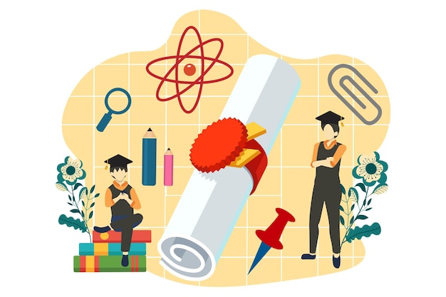 Ilustración del diseño del piso del día de la graduación