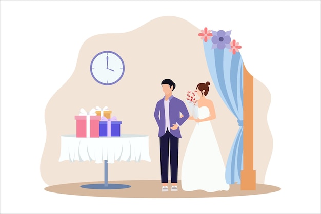 Vector ilustración del diseño del piso de la fiesta de bodas