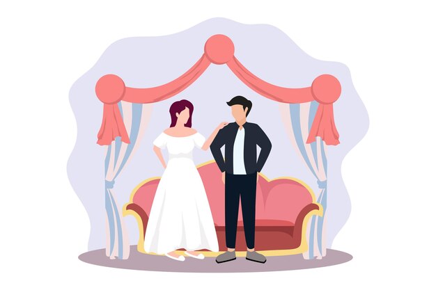 Vector ilustración del diseño del piso de la fiesta de bodas