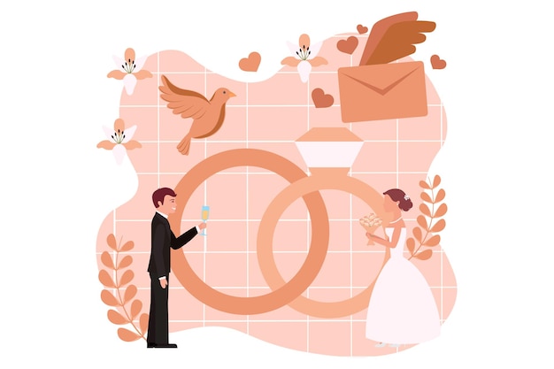 Vector ilustración del diseño del piso de la fiesta de bodas