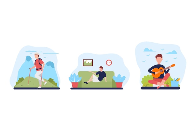 Ilustración de diseño plano de actividad de fin de semana