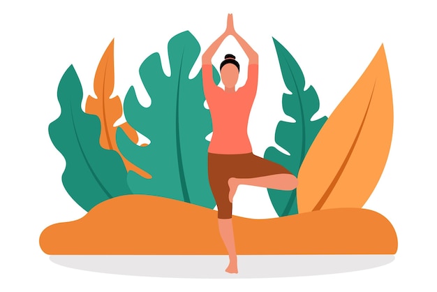 Vector ilustración del diseño plano de la actividad de yoga