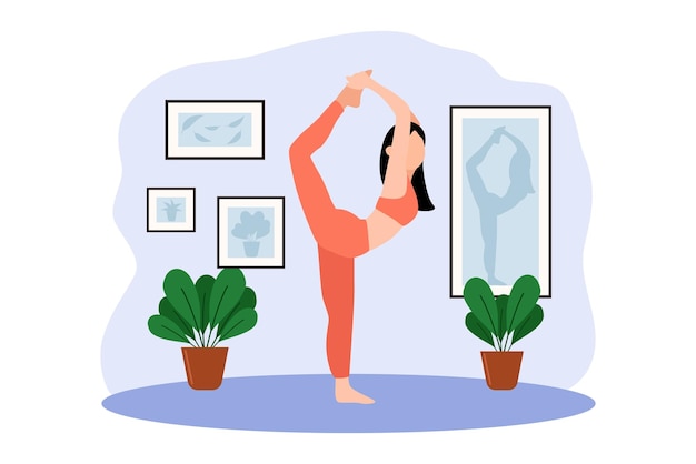 Vector ilustración del diseño plano de la actividad de yoga